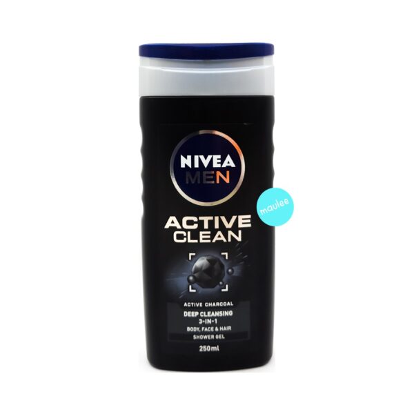 Nivea Men Shower Gel, Active Clean, Black, 250 ml