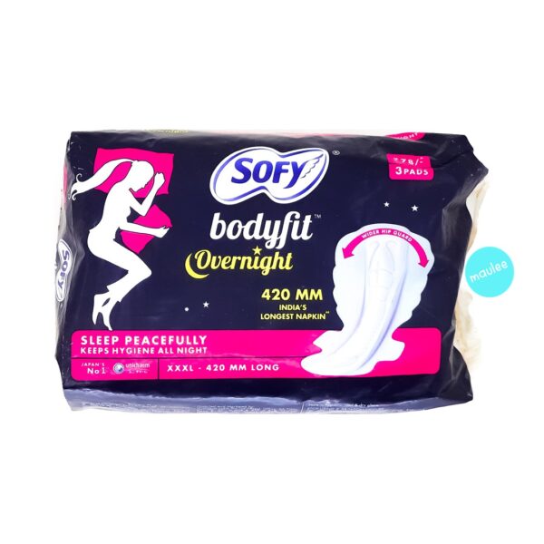 Sofy Bodyfit Sanitary Pads, Overnight, XXXL, 420 mm, 3 Pads