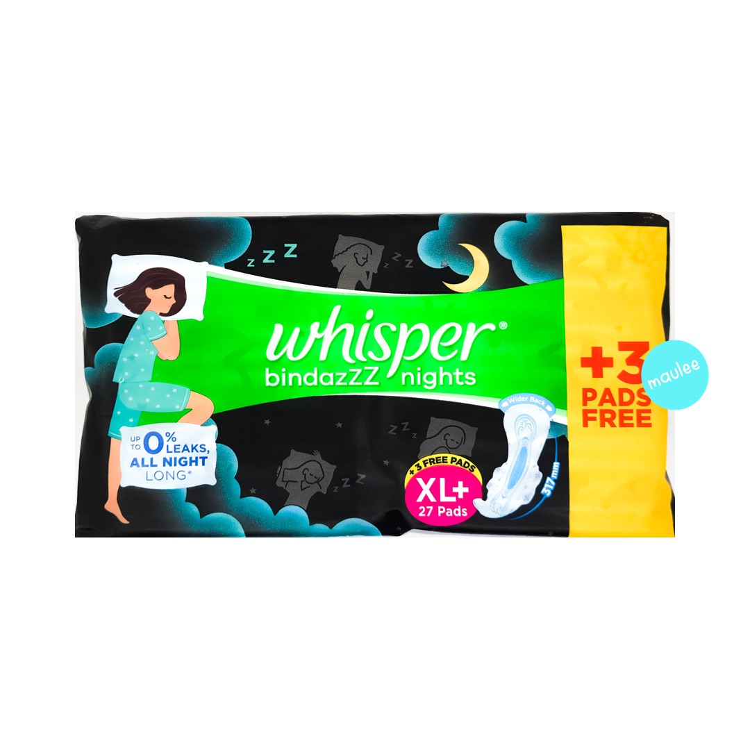 Whisper Bindazzz Nights Sanitary Pads, XL+, 317 mm, 30 Pads
