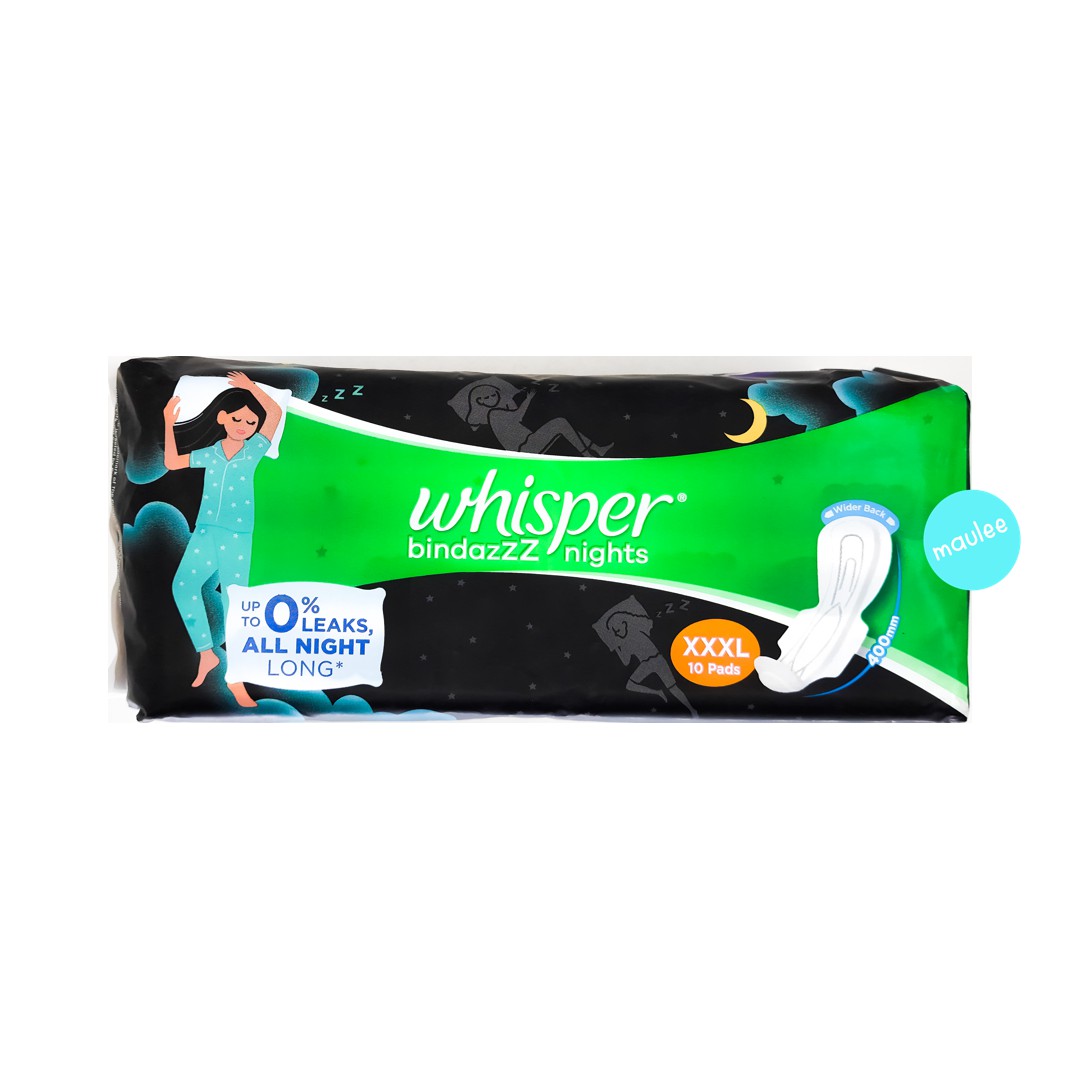 Whisper Bindazzz Nights Sanitary Pads, XXXL, 400 mm, 10 Pads