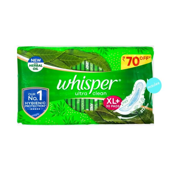 Whisper Ultra Clean Sanitary Pads, XL+, 317 mm, 30 Pads